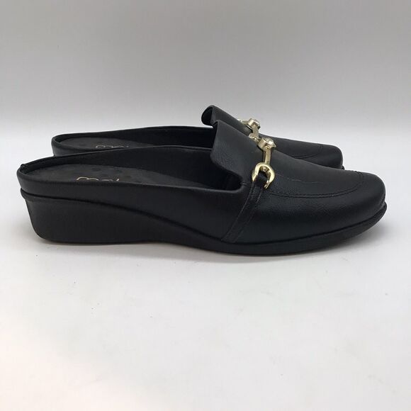 Malu Nettar Bejeweled Horse Bit Mule Womens 8 Black Leather Slip On Comfort Clog - Picture 1 of 11